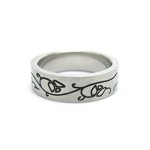 Steel Brushed Band with Black Vine Detail Steel Brushed Band with Black Vine Detail